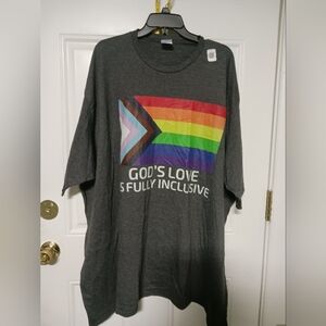 Big And Tall Unbranded "God's Love Is Fully Inclusive" Printed Tee Size 6XL
